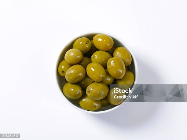 Brinecured Green Olives Stock Photo - Download Image Now - Olive - Fruit, Green Olive Fruit, Bowl