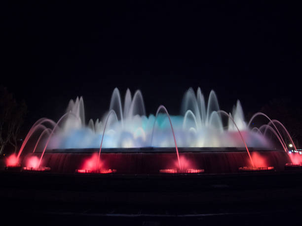 istock Fountain with movement water in Montjuic 516986663