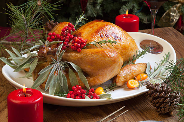 Christmas Turkey Prepared For Dinner stock photo