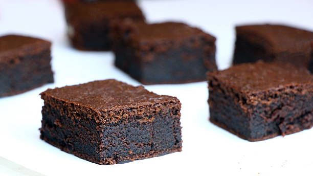 istock Dark chocolate brownies on a white plate 516987372
