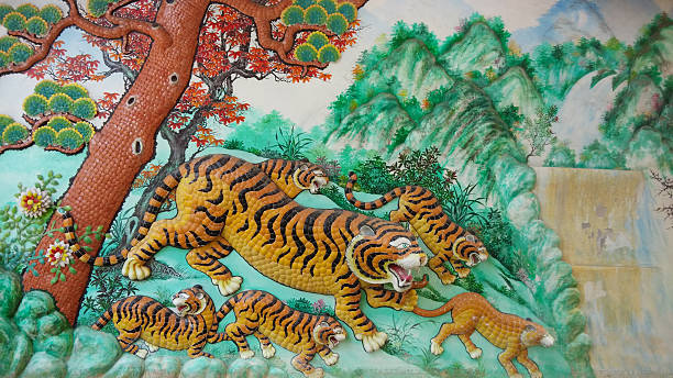 istock Tiger Sculptures at Chinese Temple, Chonburi,Thailan. 517007282