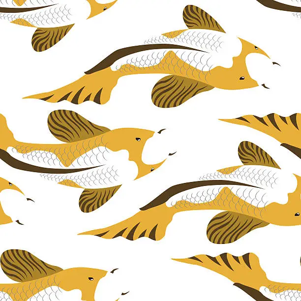 Vector illustration of Seamless pattern background with gold color koi fish carp