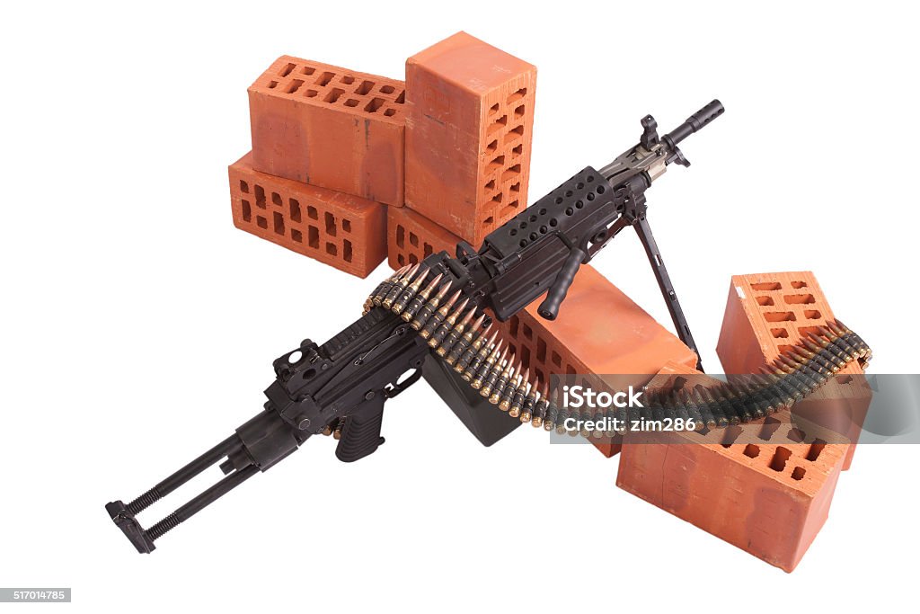 Moving Machine Gun Modern Machine Gun On Position Stock Photo - Download Image Now ...