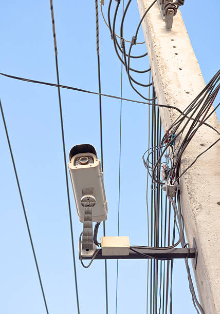 istock image of cctv camera on electric pole 517016625