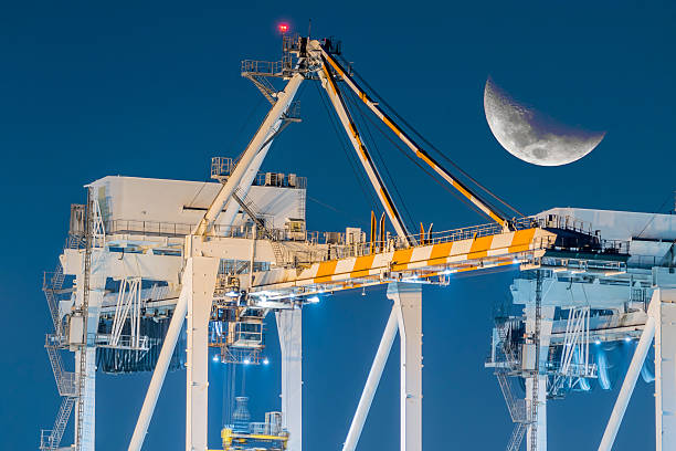 istock Crocs -Up Of Container Ships Being Unloaded At Night. 517018100