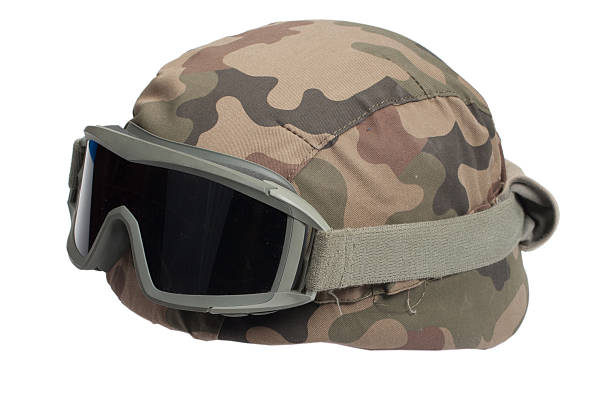 istock kevlar helmet with camouflage cover and protective goggles 517020969