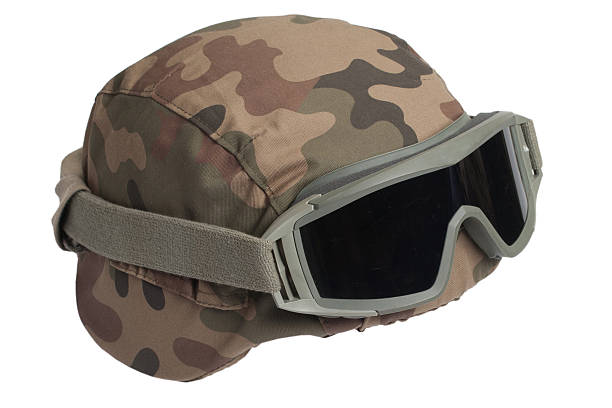 istock kevlar helmet with camouflage cover and protective goggles 517020989