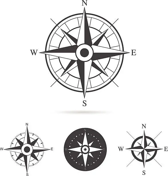 Vector illustration of Compass Rose Vector Collection