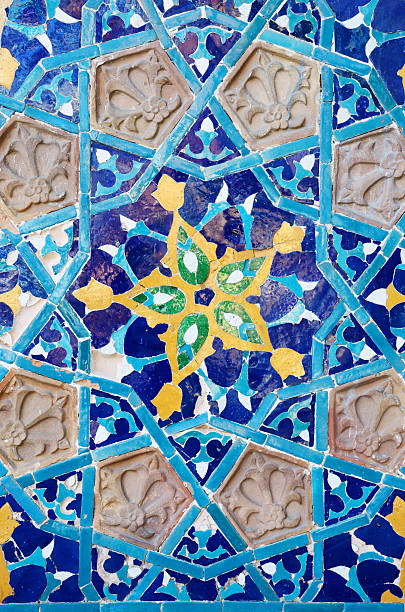 istock Beautiful old ceramic tile with floral ornament, traditional arabic exterior 517043349