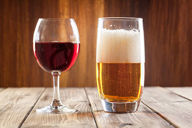 Red wine and beer stock photo