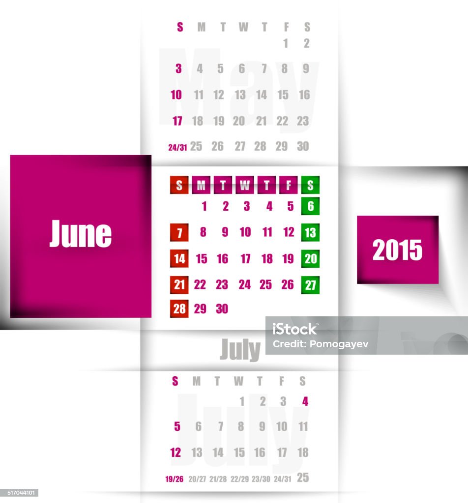June 2015 June 2015 Calendar Weeks Start On Sunday Stock Illustration - Download ...