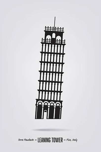 ilustraciones, imágenes clip art, dibujos animados e iconos de stock de torre de pisa vector de silueta de póster - leaning tower of pisa