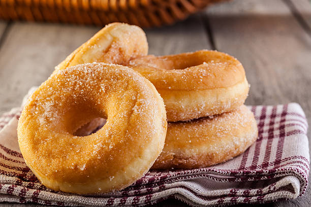 Breakfast with donuts and honey stock photo