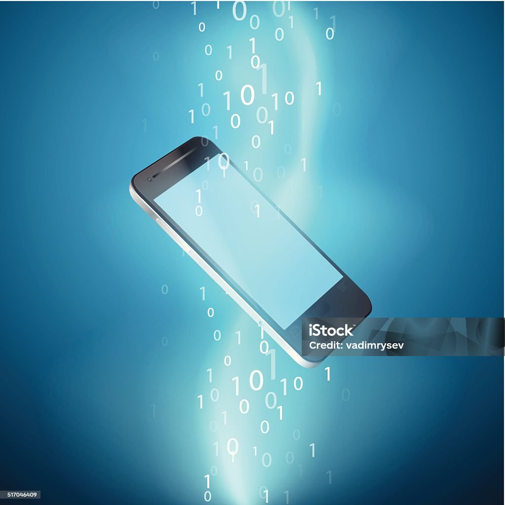 Is Cell Phone Using Binary Code Stream Of Binary Code With Mobile Phone Stock Illustration - Download ...