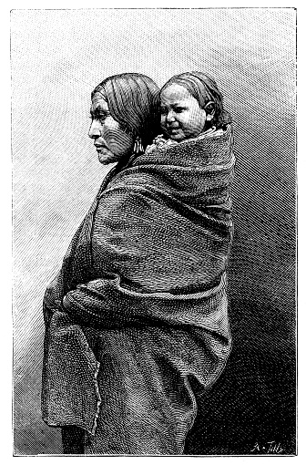 Antique illustration of native American woman