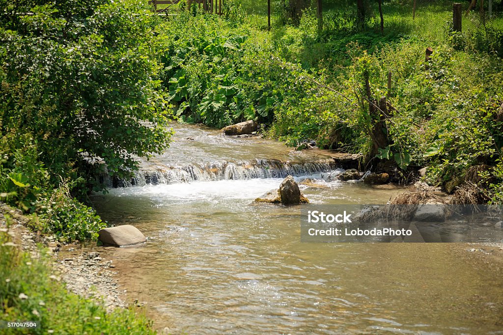 small waterfall on a mountain river small waterfall on a mountain river Ukraine Environment Stock Photo