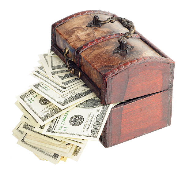 istock Wooden chest with dollars 517048733