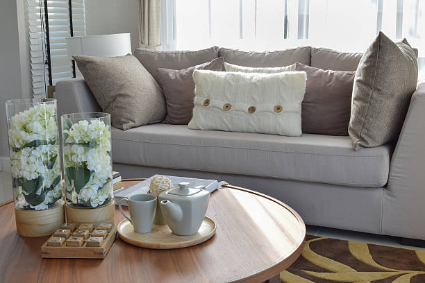 istock decorative tea set in living room interior 517049526