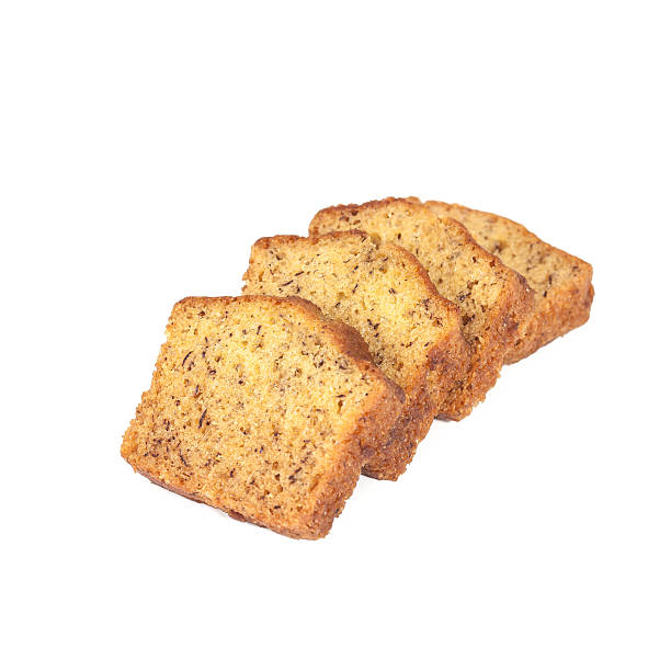 istock Homemade banana bread sliced on white background 517050366
