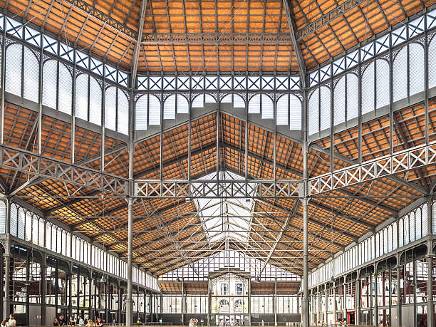 Barcelona, Spain - October 18, 2015: The Ceilings of the famous Mercat del Born (Born Market) in the Barcelona. The former market is famous now due to the exhibition of ruins from different periods.