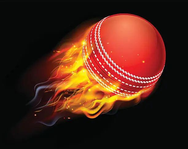 Vector illustration of Cricket Ball on Fire