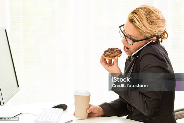 No Time For Break Stock Photo - Download Image Now - Eating, Emotional Stress, Office