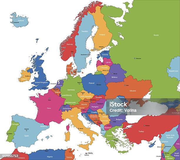 Europe Map Stock Illustration - Download Image Now - Austria, Backgrounds, Belgian Culture