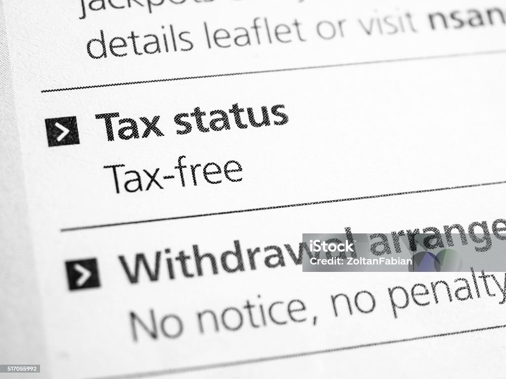 tax info Word printed on white paper. Black Color Stock Photo