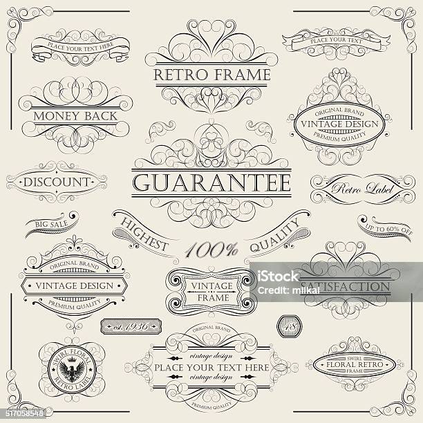 Set Of A Swirl Vintage Frames Stock Illustration - Download Image Now - Border - Frame, Picture Frame, Ellipse