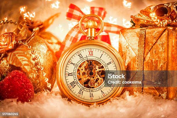 Christmas Pocket Watch Stock Photo - Download Image Now - Antique, Celebration, Christmas
