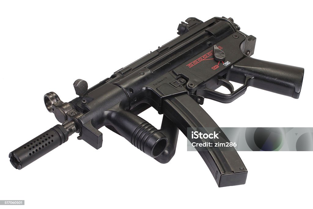 submachine gun MP5 isolated Aggression Stock Photo