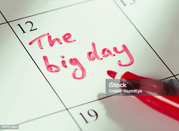 The Big Day Marked In Red On Calendar Stock Photo - Download Image Now - Calendar, Scar, Large