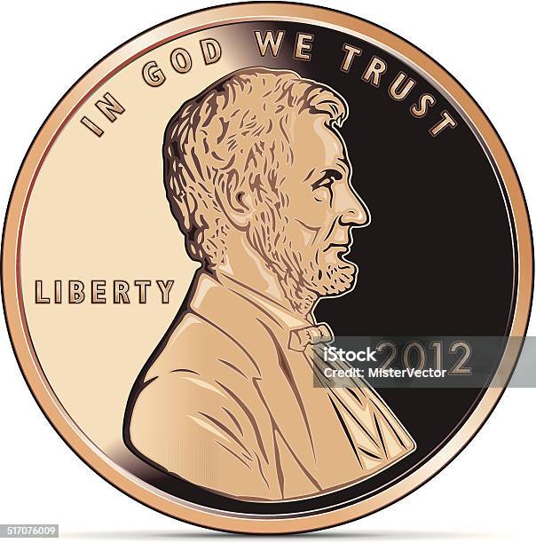 One Us Cent Coin Depicting Abraham Lincoln Stock Illustration - Download Image Now - US Penny, Abraham Lincoln, Icon Symbol