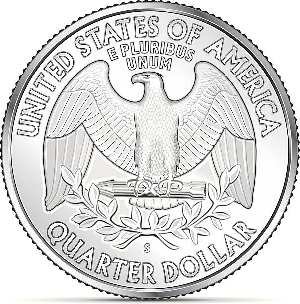 One US quarter coin depicting the american eagle Illustrator 10 eps file with simple gradations quarter stock illustrations