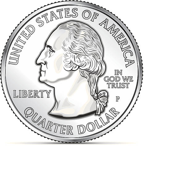 One US quarter coin depicting George Washington Illustrator 10 eps file with simple gradations coin stock illustrations