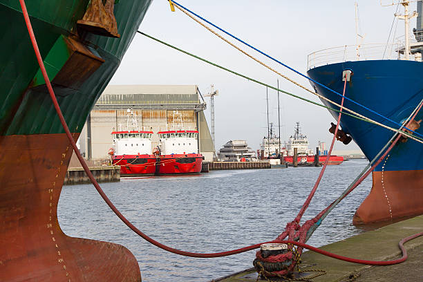 istock Bows of Cargo ships and tugboats 517077220