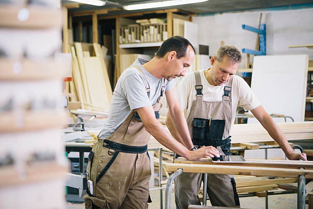 istock modern Craftsman working with a touchpad for planing 517077309