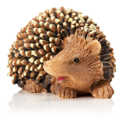 hedgehog figurine isolated on the white background.