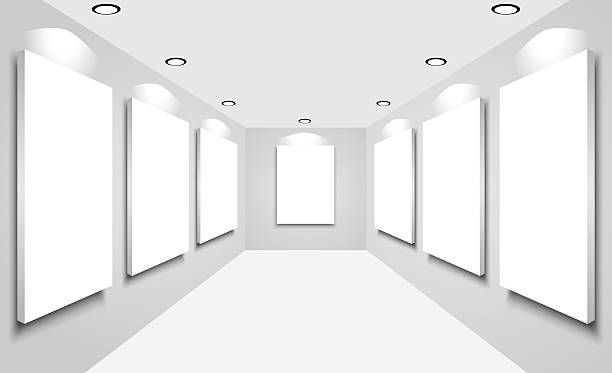 istock White canvas with spotlights for exhibit in the gallery 517079820