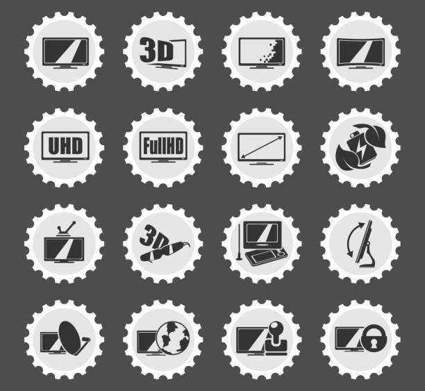 Vector TV features and specifications Vector TV features and specifications icon set specifications icon stock illustrations