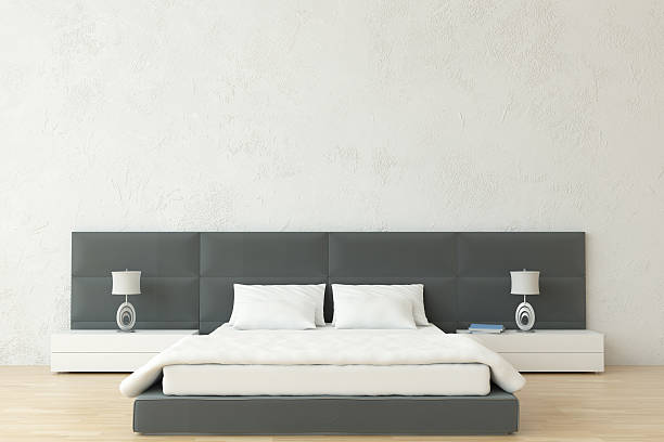 istock Bedroom Interior Scene With Blank Plastered Wall 517081886