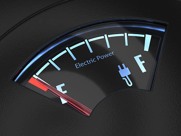 istock Electric fuel gauge with the needle indicating an empty battery 517083982