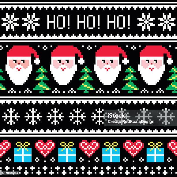 Christmas Jumper Or Sweater Seamless Pattern With Santa And Presents Stock Illustration - Download Image Now