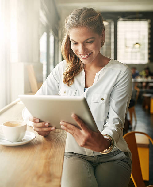 istock She's loving the free wifi! 517084744
