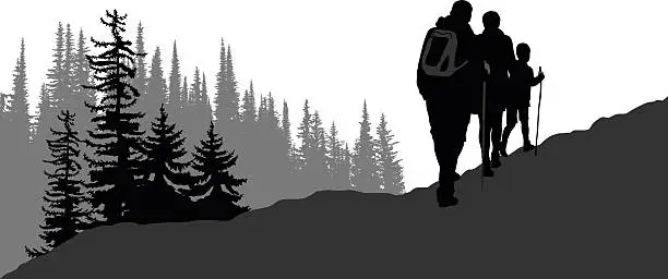 Vector illustration of Hiking Family