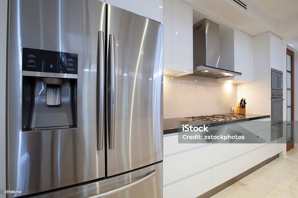 Luxurious kitchen New luxurious kitchen interior Refrigerator Stock Photo