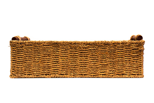 Woven rope basket with handles side view