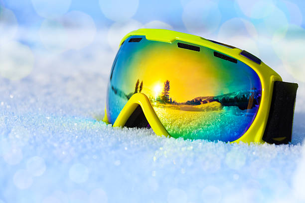 istock Colorful ski mask on white icy snow 517090095