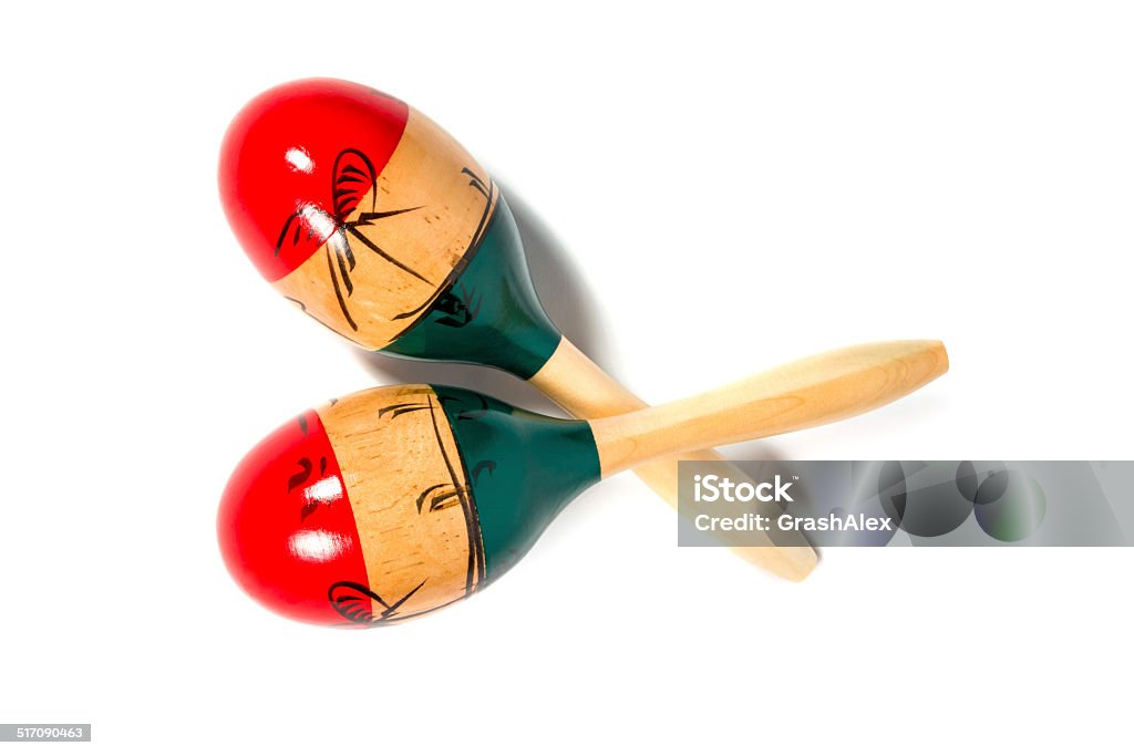 Pair of maracas Pair of beautiful colorful maracas lie on each other isolated on white background Maraca Stock Photo