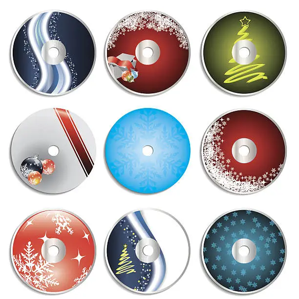 Vector illustration of Christmas cd&dvd labels